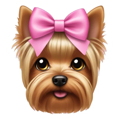 Yorkie wearing a pink bow sticker
