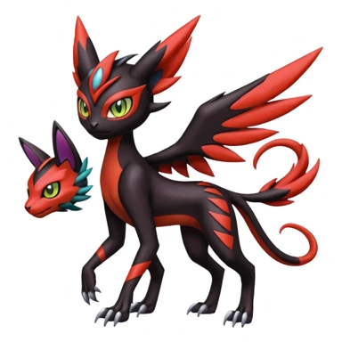 Colorful Cool Badass  Meloetta-Litten-Noivern-Guilmon-Darkrai-Pokémon-Fakémon-fusion-hybrid-creature sticker
