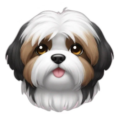 Shitzu, preta e branca, mancha preta no olho esquerdo, laço rosa sticker