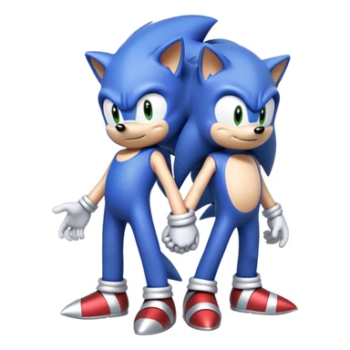 Sonic the Hedgehog, baby Sonic, and Silver the Hedgehog holding hands together sticker