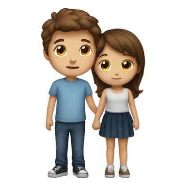 brown haired boy and brown haired girl kissing sticker