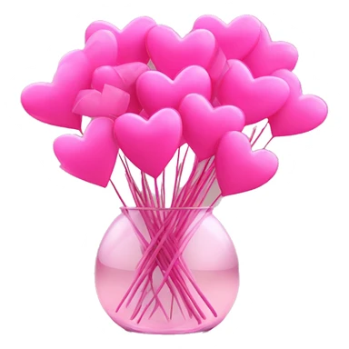 10000000 huge pink hearts on stems in a clear glass vase sticker