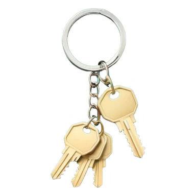 bundle of light beige keys on a dark green palm-shaped keychain, emoji style sticker