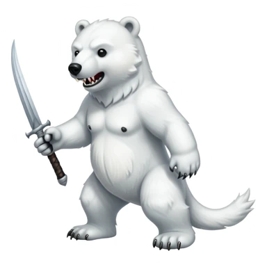 Polar bear with saber fangs and a wolf’s tail; full body sticker