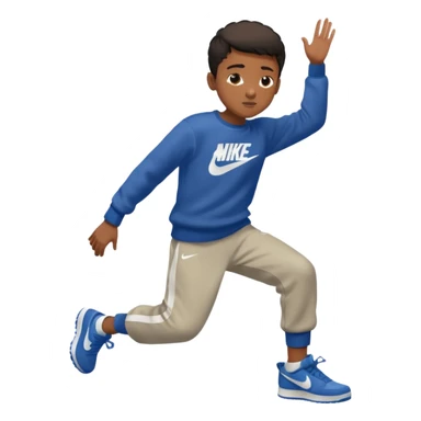 un emoji (qui ressemble à un vrai emoji téléphone)de quelqu'un qui tombe (homme noir pull Nike).Il tombe vers l'avant .Il a 11 ans sticker