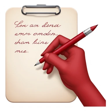 the hand writes with a dark red pen sticker