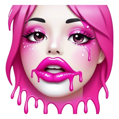 White paint dripping from hot pink ombre glittery lips sticker