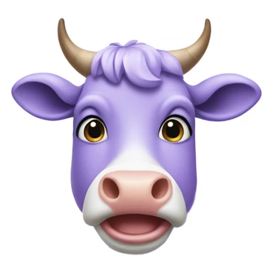 Lavender cow making a silly face sticker