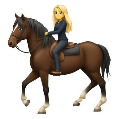 caballo marrón oscuro con chica rubia arriba sticker