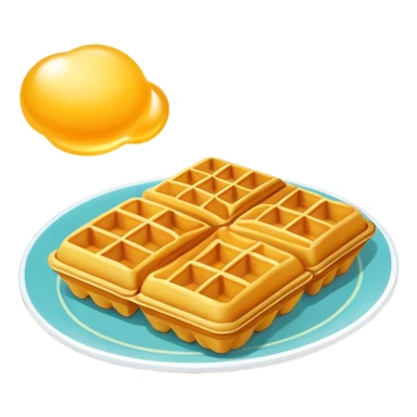 Hong Kong Egg Waffle bubble shaped golden pastry, simplified emoji style with bold outlines and bright colors, cartoon style Chinese street snack Gai Dan Jai sticker
