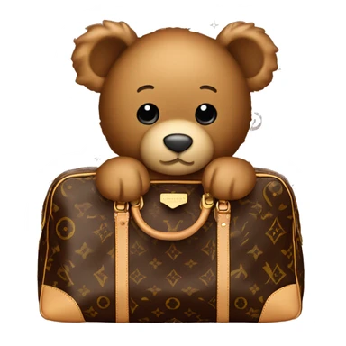 Teddy sitting in Louis Vuitton bag sticker