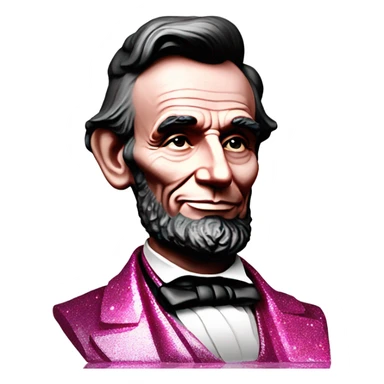 Pink ombre Abraham Lincoln statue smiling with glitter  sticker