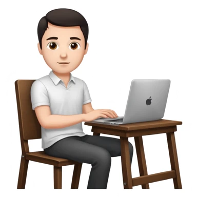 Rich man working setting on a chair in shirt, dark hair, and near the desk with laptop he is german very beautiful looks like sticker