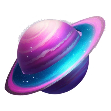 blue purple and pink glitter planet with sparkling saturn ring sticker