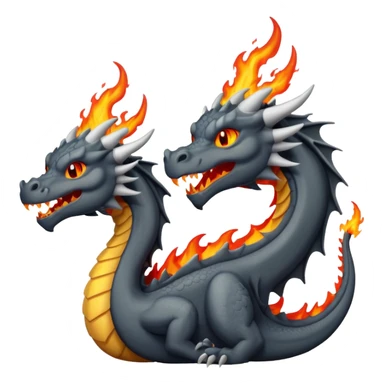 a minimalistic simple dark gray dragon with 3 heads that breathes fire sticker
