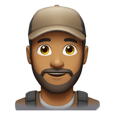 brown man with beard and a cap sticker
