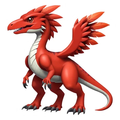 Dark Furry feather-mane Cool Edgy shiny Digimon-Fakemon-Guilmon-Velociraptor-Dinosaur full body   sticker