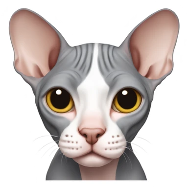 A gray Canadian sphynx with a white bridge of the nose winks sticker