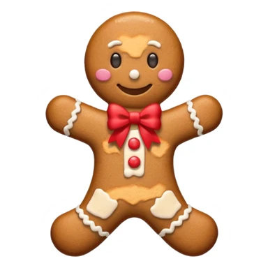 Gingerbread man with a red bow with white logotype "S" sticker