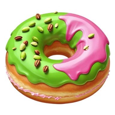 donut with green & pink swirled frosting & pistachio pieces sticker