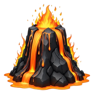 A lava flow spilling slowly over blackened rocks. sticker