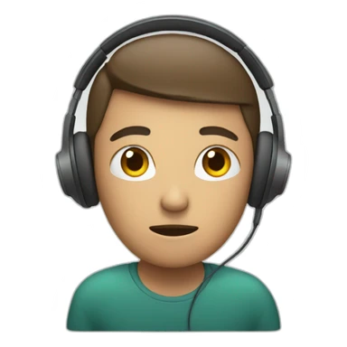 person sitting in front of a computer with headphones on, the person is angry sticker
