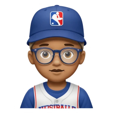 baseball hat and glasses child with nba jersey sticker