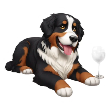 bernese mountain dog drinking good wine sticker