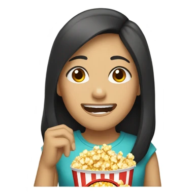 Asian girl eating popcorn sticker