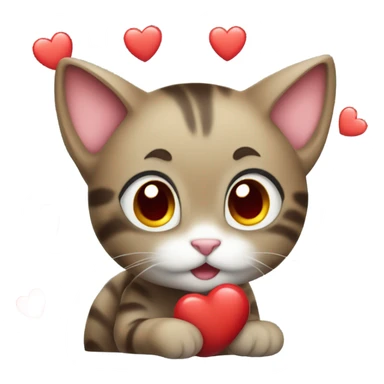 Cat sending red hearts sticker