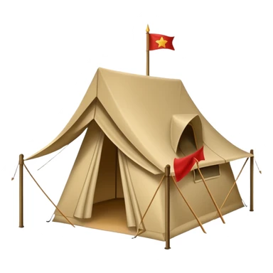 Make the military tent look much bigger and more impressive, suitable for an Army General, in apple style emoji. sticker