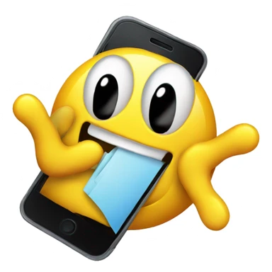smiley with shock emotion holding smartphone sticker