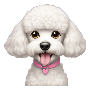 White poodle bichon with pink nose and straight hair sticker