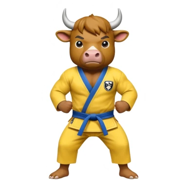 Bull wearing a yellow jiu jitsu gi  sticker