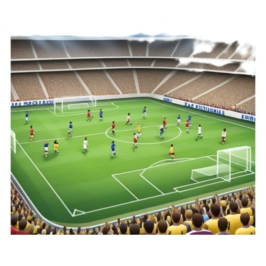 An icon showing close-up players in action, inspired by EA Sports FC 25. The design features players on the field, with the stadium lights shining brightly and a lively crowd in the stands. Transparent background highlights the energy and excitement of the match. sticker