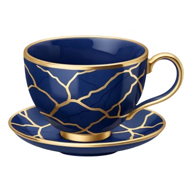 kintsugi navy blue tiny tea cup sticker