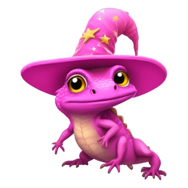 Pink Lizard wearing a wizard hat sticker