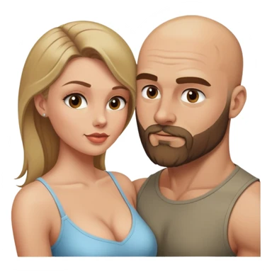 Beautiful dark blonde seducing her muscular bald beard husband sticker