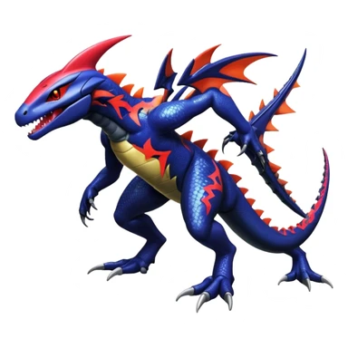 Shiny Exotic Colorful epic Salandit-Garchomp-Genesect-Miraidon-Koraidon-Fakémon-hybrid-creature (full body)  sticker
