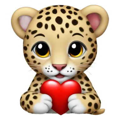 Baby leopard holding a red heart  sticker