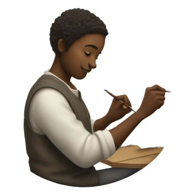 Artist painting on canvas sticker