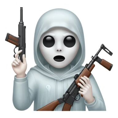 Fantasmas con un fusil y haciendo haciendo en en forma de V con los dedos sticker