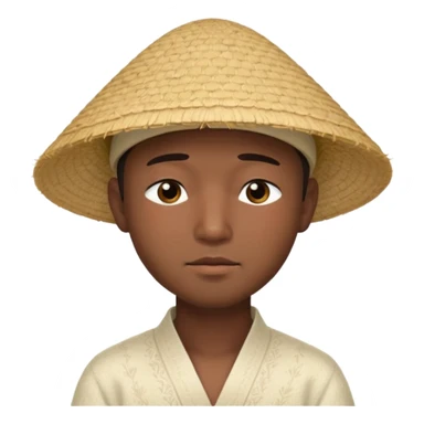 Asian guy with a rice hat, eyes more closed sticker