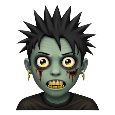 zombie emo black boy emoji with spiky hair and gold grillz sticker