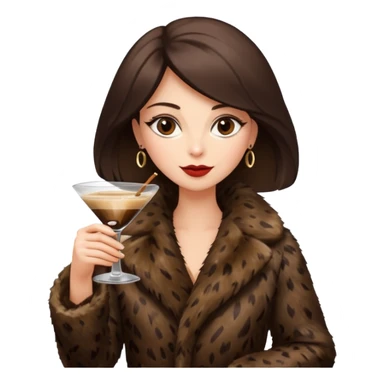 Woman in fur coat with an espresso martini  sticker