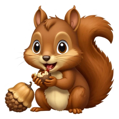 Long toothed squirrel swallows acorn, panicked sticker
