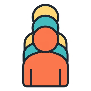 a line of people, simple and clear, modern icon style sticker