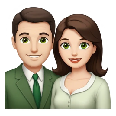 couple White man brown eyes and 50's short dark BROWN hair and white woman with long brown hair and green eyes sticker