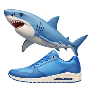 Un tiburon con tenis azules sticker