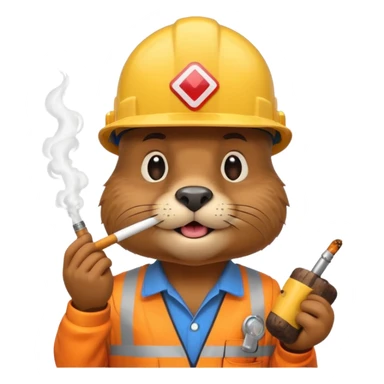 beaver smoking wearing a hard hat emojis funny sticker